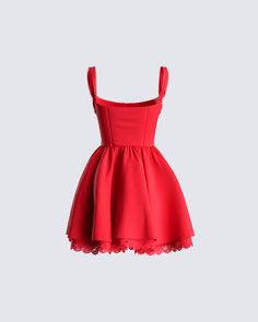 The perfect blend of sweet, yet sexy - this red mini dress will have all their hearts beating dangerously fast 😏Constructed from poplin + lace fabric, and complete with a fitted bodice, full skirt, bust cups, lace trim on straps, a bow tie at center front, and elastic straps 💋 Flirty Mini Corset Dress With Lace Trim, Flirty Mini-length Corset Dress With Lace Trim, Flirty Mini Length Corset Dress With Lace Trim, Coquette Mini Dress With Lace Trim And Sweetheart Neckline, Red Mini Dress With Corset Back, A-line Mini Dress With Lace Trim And Fitted Bodice, Red Mini Dress With Spaghetti Straps And Fitted Bodice, Red Mini Dress With Corset Back And Fitted Bodice, Red Mini Corset Dress With Corset Back