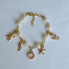 gold marine animals | dainty handmade charm bracelet