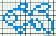 a blue and white cross stitch pattern with squares on it's sides, in the middle