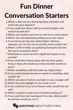 Networking Conversation Starters, Talking Points Conversation Starters, Friend Conversation Starters, Dinner Party Conversation Starters, Dating Conversation Starters, Table Talk Questions, Dinner Conversation Starters, Family Conversation Starters