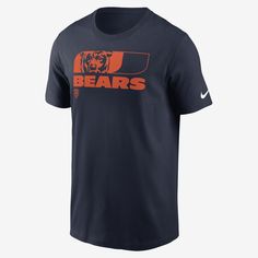 This Air Essential T-Shirt helps you show loyalty to the Chicago Bears with bold graphics on the front. It’s made from soft cotton fabric for a comfortable feel on game day. Nfl Bears, Chicago Bears Logo, Nfl Chicago Bears, Nfl T Shirts, Nike Nfl, Navy Fashion, Bear T Shirt, Mens Essentials, Cincinnati Bengals