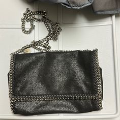 Black Falabella Soft Bag With Long Silver Chain Excellent Condition - No Flaws, Barely Used Falabella Bag, Stella Mccartney Falabella, Bago, Stella Mccartney, Black Silver, Silver Chain, Bag Lady, Chain, Women Shopping