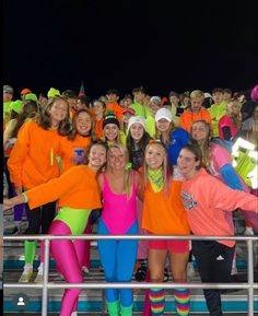 80s Student Section Theme, Neon Glow Football Theme, Neon Night Football Theme, 80s Theme Football Game Outfit, 80s Football Theme, Football Game Neon Theme, Space Football Game Theme, Barbie Football Theme, Neon Hoco Theme Outfit