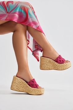 Available In Pink. Platform Wedges Round Toe Crochet Raffia Wedge Heel Imported California Proposition 65 WARNING: Cancer and Reproductive Harm - www.P65Warnings.ca.gov. | Get To Know Ya Crochet Wedges Sandals in Pink size 10 by Fashion Nova Pink Platform, Luxe Clothing, Wedges Sandals, Service Women, Swim Shoes, Matching Dresses, Platform Wedges, Pink Fashion, Wedge Heels