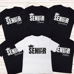 "Family Graduation Shirt Senior 2024 \"Elevate your senior year in style with our Senior 2024 group t-shirts for all the family! These shirts are more than just fabric; they're a symbol of the incredible journey you've embarked upon. Crafted for comfort and designed with a touch of trendiness, our Senior 2024 collection lets you wear your status proudly. Whether you're gearing up for graduation or simply want to capture the essence of this pivotal year, our t-shirts blend fashion and sentiment seamlessly. Make your senior year memorable with the Senior 2024 collection - where every shirt tells a story of triumph!\" T-Shirt: ☆100% Airlume combed and ringspun cotton (fiber content may vary for different colors) ☆Light fabric (4.2 oz/yd² (142 g/m ☆Retail fit ☆Tear away label ☆Runs true to siz Casual Short Sleeve Tops For Graduation Party, Black Crew Neck Top For Graduation, Black Crew Neck Top For College Events, Graduation Party Letter Print Short Sleeve Tops, White Shirt With Letter Print For Graduation, Graduation Party Tops With Letter Print And Short Sleeves, Short Sleeve Tops With Graphic Print For Graduation Party, Crew Neck Tops For Graduation, Graphic Print Tops For College Events And Graduation