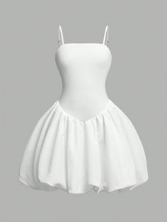 Tween Girl Casual Solid Color Ruffle Hem Cami Dress, Suitable For All Seasons Wear, Elegant  Design, Suitable For School, Vacation And Outing White Elegant  Sleeveless Knitted Fabric Plain Cami High Stretch  Tween Girls Clothing, size features are:Bust: ,Length: ,Sleeve Length: School Vacation, Dress With Pleats, Vestido Casual, Inspiration Mode, Kids Sleepwear, Casual Girl, Cami Dress, Sleepwear Women, Girls Clothing