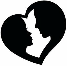 the silhouette of a man and woman in a heart shaped frame with their heads touching each other