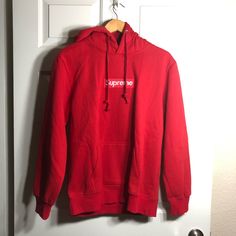 Supreme Hoodie Size Large Never Worn, Received As A Gift Feel Free To Ask Any Questions Regarding Item Shown Red Hoodie With Double-lined Hood For Fall, Red Fall Hoodie With Double-lined Hood, Red Hoodie Sweatshirt With Adjustable Hood, Red Double-lined Hoodie, Red Hooded Hoodie With Double-lined Hood, Red Hoodie With Adjustable Hood, Red Hoodie With Drawstring Hood, Red Fleece Sweatshirt For Winter, Red Fall Sweatshirt With Adjustable Hood