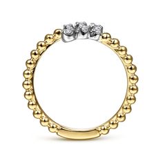 14K White&Yellow Gold Bujukan and Diamond Open Bypass Wrap Ring Gabriel Jewelry, Jewelry Appraisal, Bypass Ring, Wrap Ring, Beaded Rings, Pendant Bracelet, Ring Collections, Birthstone Jewelry, White Gold Diamonds