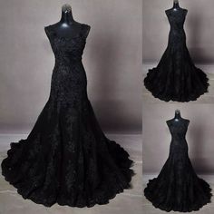 Gothic Mermaid Wedding Dresses Blace Lace Appliques Strapless Plus Bridal Gowns | eBay Goth Mermaid Dress, Long Sleeve Black Wedding Dress, Gothic Wedding Dresses, Gothic Mermaid, Goth Wedding Dresses, Dark Romantic Wedding, Black Mermaid Dress, Outfit Choices, Gothic Wedding Dress