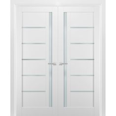 two white double doors with glass panels