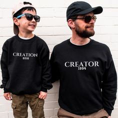 Dad and son matching custom outfits creator and creation gift for husband matching hoodie set for family sweatshirt father and son gift set 𝐃𝐄𝐓𝐀𝐈𝐋𝐒 💪🏼Crewneck sweatshirt 💪🏼Printed design 💪🏼Customizable  💪🏼Order one design at a time 💪🏼6 Different colors 💪🏼60% polyester and 40% cotton 𝐇𝐎𝐖 𝐓𝐎 𝐎𝐑𝐃𝐄𝐑 1. Select size and colour 2. Add to basket 3. Fill your information correctly. 4. Confirm the order. 𝐘𝐎𝐔 𝐌𝐈𝐆𝐓𝐇 𝐀𝐋𝐒𝐎 𝐋𝐈𝐊𝐄 𝐌𝐚𝐭𝐜𝐡𝐢𝐧𝐠 𝐦𝐨𝐦 𝐬𝐰𝐞𝐚𝐭𝐬? Customizable Long Sleeve Sweatshirt For Father's Day, Family Matching Black Sweatshirt For Winter, Family Matching Black Winter Sweatshirt, Family Matching Crew Neck Sweatshirt For Father's Day, Customizable Family Matching Cotton Sweatshirt, Personalized Black Crew Neck Sweatshirt, Father Son Matching Outfits, Mom And Son Outfits, Father Son Matching Shirts