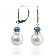 7mm white freshwater semi round pearl with Austrian crystal.  Your choice of sterling silver or 14k gold fill earring component.  Can be made in larger sizes. Earrings handmade in Chicago by I Do Pearls. Simple Pearl Earrings, Jewellery Designer, Jewellery Shop, Jhumka Earrings, Pearl Earrings Dangle, Top Drawer, Diy Schmuck, Jewellery Design, Pearl Stud Earrings