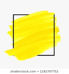 a bright yellow paint with a square frame in the center on a white background for text or image