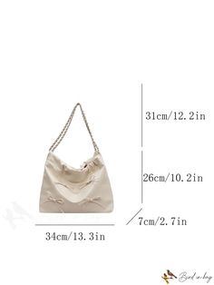 BirdinBag - Chic & Roomy Shoulder Tote: Large Capacity Bag with Elegant Bow Decor Softback Shoulder Bag With Adjustable Strap For Shopping, Shopping Shoulder Bag With Adjustable Strap, Adjustable Strap Softback Shoulder Bag For Shopping, Casual Cream Baguette Bag For Daily Use, Trendy Canvas Softback Shoulder Bag, Trendy Softback Bucket Bag With Adjustable Strap, Trendy Bucket Bag With Adjustable Strap, Casual Softback Shoulder Bag For Errands, Softback Shoulder Bag With Adjustable Strap For Daily Use