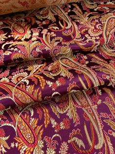 Wine Red & Gold Paisley - Silk Brocade Fabric Silk/rayon brocade Silk Brocade Fabric, Gold Paisley, Silk Brocade, Brocade Fabric, Fabric Silk, Wine Red, Red Gold, Paisley, Etsy Accessories