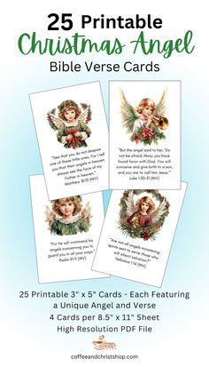 Christmas Angel Bible Verse Printables Angel Printable, Christmas Card Sentiments, Angel Christmas Cards, Christmas Bible Verses, Christian Affirmations