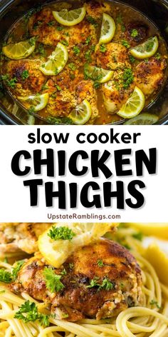 slow cooker chicken thighs with lemons and parsley