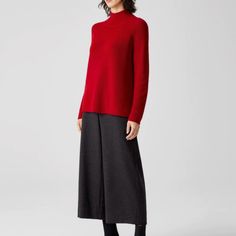 Never Lose A Moment's Cozy Comfort In This Raglan-Sleeve Turtleneck Sweater Knit From Extra-Fine Merino Wool. 24" Length Turtleneck Long Sleeves 100% Extra-Fine Merino Wool Red Cashmere Sweater For Fall, Cashmere Workwear Sweater In Red, Red Cashmere Winter Top, Casual Red Cashmere Tops, Chic Red Sweater For Workwear, Chic Red Sweater For Work, Oversized Cowl Neck Sweater, Cream Turtleneck Sweater, Turtleneck Tunic Sweater