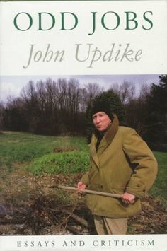 the cover of odd jobs by john updike, with an image of a man in