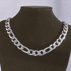 Brand New Women's White Gold Figaro Chain Link Necklace Details: 20" Length Width 11.5mm (The Thickest Size We Currently Offer) Genuine 14k White Gold Plated Sterling Silver Retail Price $400 Buy With Confidence From A Trusted Seller With A 99%+ Feedback Rating! A0420 (Id-421) Silver Oval Link Clavicle Chain Necklace, Silver Clavicle Chain Necklace With Oval Links, White Gold Cuban Link Chunky Chain Necklace, Silver Necklace With Chunky Cuban Link Chain, Elegant Silver Cuban Link Necklace With Chunky Chain, Classic Silver Necklace With Chunky Chain, Black Long Necklace, Gold Figaro Chain, Crown Pendant Necklace