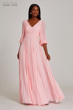 Chiffon Puff Sleeve Pleated V-Neck Gown is perfect for Mother of the Bride/Groom. This floor length gown comes in Azure, Watermelon, Fuchsia, Navy, Pink, Powder Blue and Cobalt Floor Length Skirt, Gold Shoes, Floor Length Gown, Chiffon Gown, V Cuts, Powder Blue, Chiffon Fabric, Couture Dresses, Bride Groom