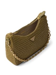 Prada Re-Edition 2005 Crochet Bag - Farfetch Luxury Crochet Bag With Detachable Strap, Luxury Crochet Bag With Detachable Strap For Evenings, Prada Re Edition 2005, Prada Re Edition, Chanel 2, Bag Green, Triangle Logo, Summer Beach Wear, Boots And Sneakers