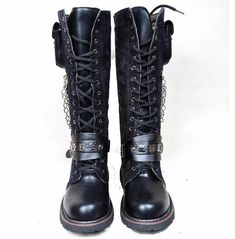 Rock Style Men, Rock Style Outfits, Gothic Boots, Metal Skull, Black Army, Skull Clothing, Military Combat, High Top Boots, Warm Boots