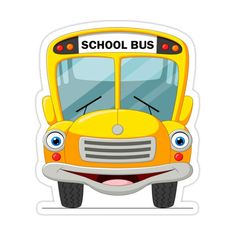 a yellow school bus with its eyes wide open and the words school bus on it's side