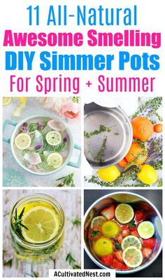 the best diy summer pots for spring and summer with text overlay that reads 11 all natural awesome smelling diy summer pots