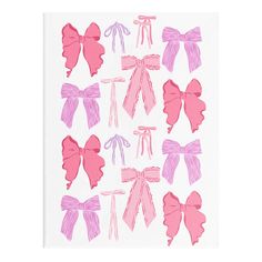 pink and purple bows on white paper