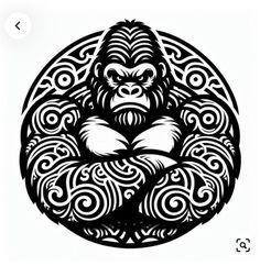 an image of a monkey with swirls on it's chest in the shape of a circle