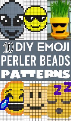 10 diy emoj perler beads patterns with the text overlaying them