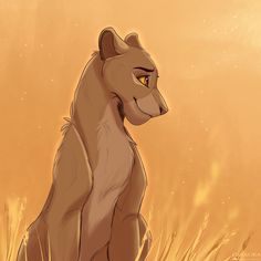 a drawing of a lion sitting in the middle of some tall grass with yellow eyes