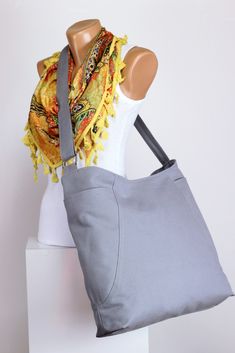 $39 Light Gray Hobo Bag Zipper Closure Two Big Pocket Extra Large Bag Long Strap Canvas Bag Shoulder bag Crossbody bag Accessories Handmade Gift Versatile Hobo Bag With Pockets For Shopping, Square Hobo Bag With Removable Pouch For Travel, Square Bag With Single Shoulder Strap For Everyday Use, Crossbody Hobo Bag With Zipper Pocket For Shopping, Crossbody Hobo Bag With Pockets For Shopping, Crossbody Hobo Bag With Pockets, Gray Hobo Bag With Removable Pouch For Travel, Gray Hobo Shoulder Bag For Shopping, Square Satchel With Pockets