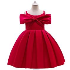 Girl Bowknot Decor Solid Color Sleeveless Formal Dress - PrettyKid Girls Night Dress, Kids Summer Dresses, Girls Party Wear, Princess Flower Girl Dresses, Princess Flower, Dress Children, Communion Party, Elegant Girl, Flower Skirt