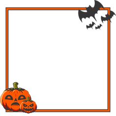 an orange frame with two pumpkins and bats on the side, in front of a white background