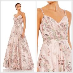 Nwt Mac Duggal Floral Botnical Sequin Beaded A-Line Gown Dress Pink Multi Sz 4 New With Tags $598 Measurements Provided In The Pictures There Is A Minor Flaw ( Missing Rhinestones On One Of The Straps /See Pictures), Can Be Easily Fixed With The Additional Beads Included Or Left As Is ( Completely Unnoticeable) Beaded Dresses Can Be In Fantastic Condition And Still End Up With A Few Sequins And Beads Missing, Just As They Could In The Store. Item As Shown In Photos You’ll Immediately Feel Specia Ruffle Wedding Gown, Textured Embroidery, Boho Mother, Beaded Dresses, Beaded Bridesmaid Dress, Dinner Gown, Embroidery Beaded, Mac Duggal Dresses, Full Skirt Dress