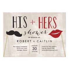 a wedding shower sign with the words his and hers on it