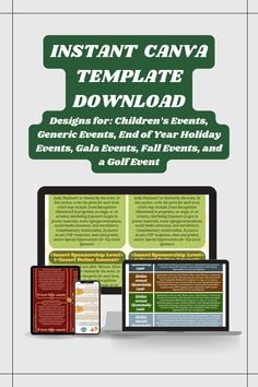 the instant canva template for children's events, genric events, end of year holidays, and golf events