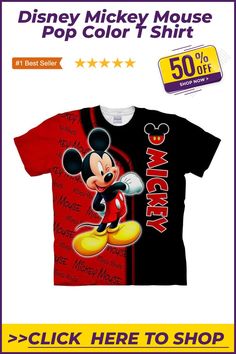 Add this vibrant Disney Mickey Mouse Pop Color T Shirt to your order and get an additional 10% off Offer valid till stocks last. Use Code: PIN10 Themed Cartoon Print Crew Neck T-shirt, Novelty Cartoon Print T-shirt For Streetwear, Themed Multicolor T-shirt With Letter Print, Trendy T-shirt With Character Print For Disney Fan Events, Casual Black Sublimation T-shirt With Character Print, Black Casual Sublimation T-shirt With Character Print, Disney T-shirt With Sublimation Print For Fan Events, Mickey Mouse Crew Neck T-shirt For Disney Events, Novelty Black T-shirt With Character Print