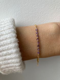 Dainty Amethyst Bracelet. Beaded Amethyst Bracelet. Gold Filled/sterling Silver Amethyst Bracelet. February Birthstone. - Etsy Cyprus Crystal Information, Amethyst Bracelet Beads, Information Card, Clasp Bracelet, Amethyst Bracelet, Bracelet Beaded, February Birthstone, 925 Sterling Silver Chain, Silver Spring