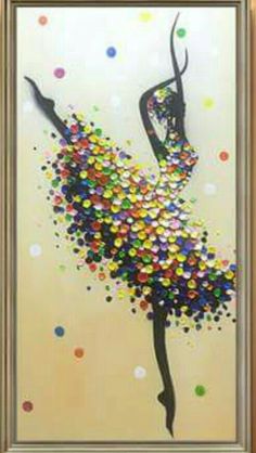 a painting with confetti in the shape of a ballerina