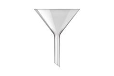 a white funnel shaped object is shown on a white background, with the tip pointing upward