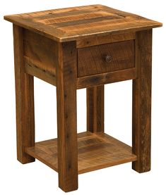 a small wooden table with one drawer