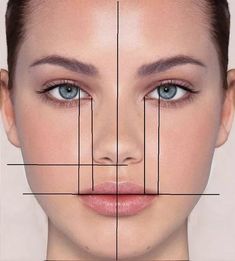 a woman's face is shown with the lines drawn across it to show her different parts