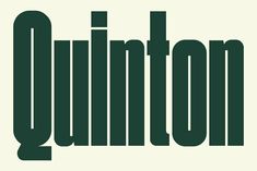 the word quinton is written in black and green letters on a white background