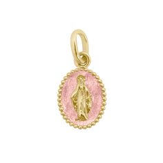 Gigi Clozeau - Madone Blush Resin pendant, Yellow Gold Pink Gold Pendant Jewelry With Charms, Rose Gold Oval Pendant Necklace With Charms, Pink 14k Gold Jewelry With Charms, Pink Medallion Jewelry Gift, Pink Medallion Jewelry As A Gift, Pink Medallion Jewelry For Gifts, Pink Gold-plated Round Pendant Jewelry, Pink Round Pendant Gold Plated Jewelry, Pink Gold Plated Round Pendant Jewelry