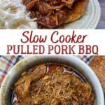 the slow cooker pulled pork bbq is ready to be eaten