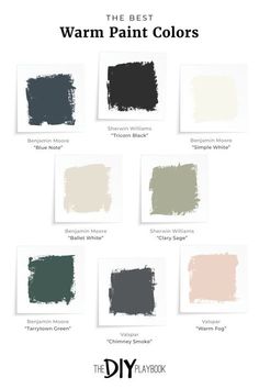 the best warm paint colors for walls and floors in different shades, from dark to light